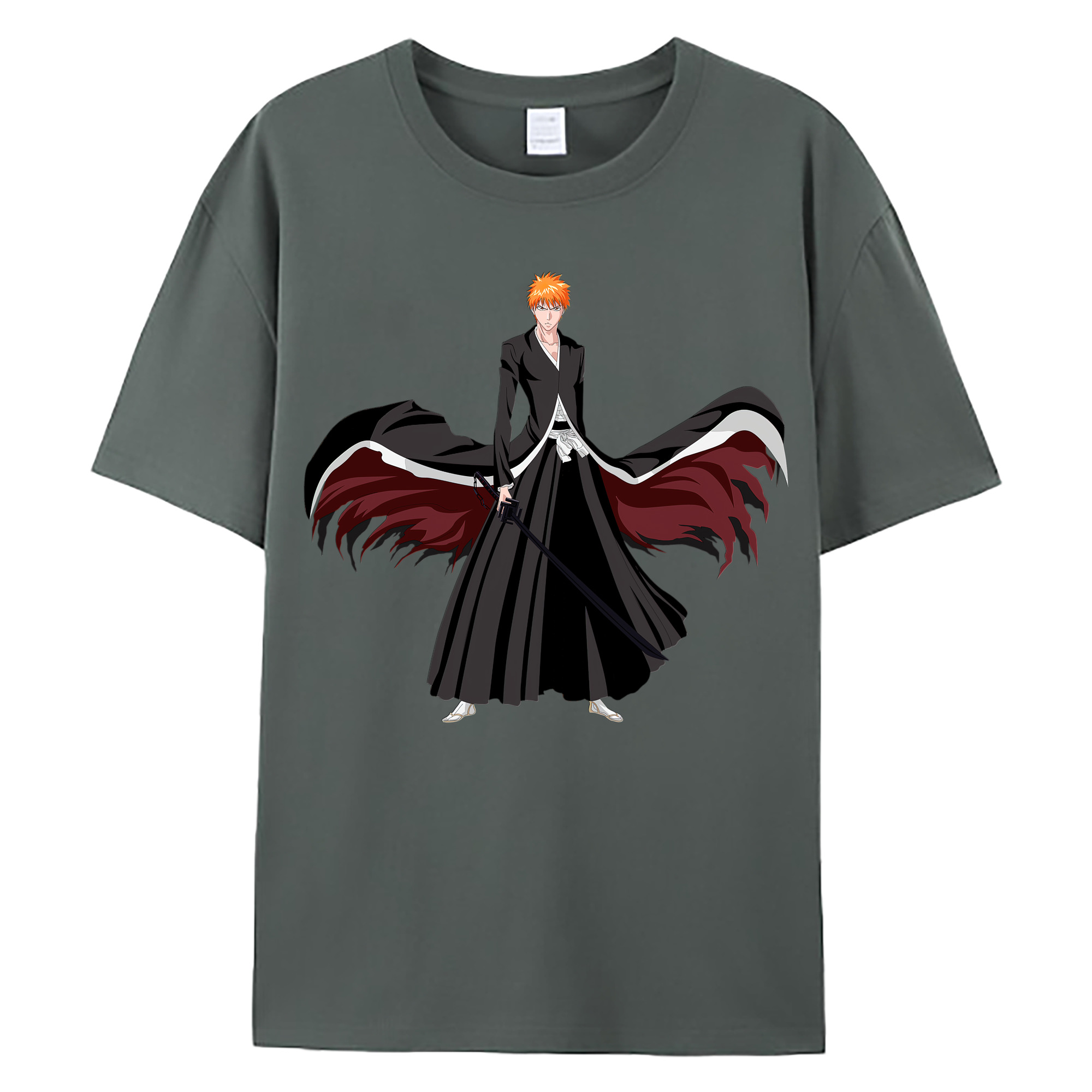 （画像用） ブリーチ 黒崎一護（くろさき いちご）BLEACH Kurosaki Ichigo 綿100％ メンズ半袖Tシャツ｜肌触りやわらか＆通気性